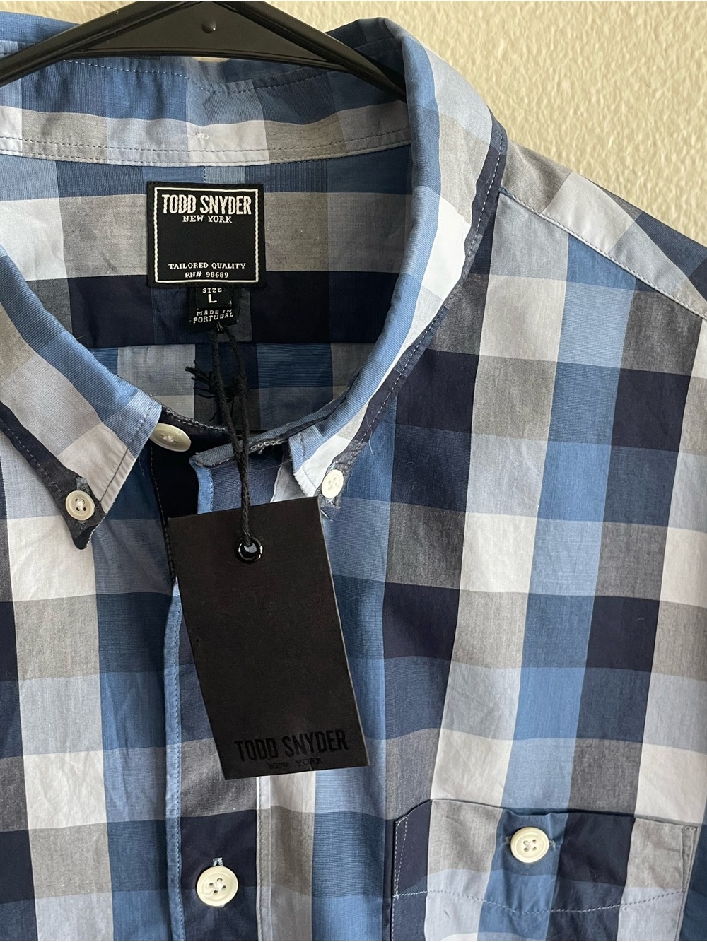 Todd Snyder Men's Blue Multi-Check Button-Down Shirt - Picture 8 of 16